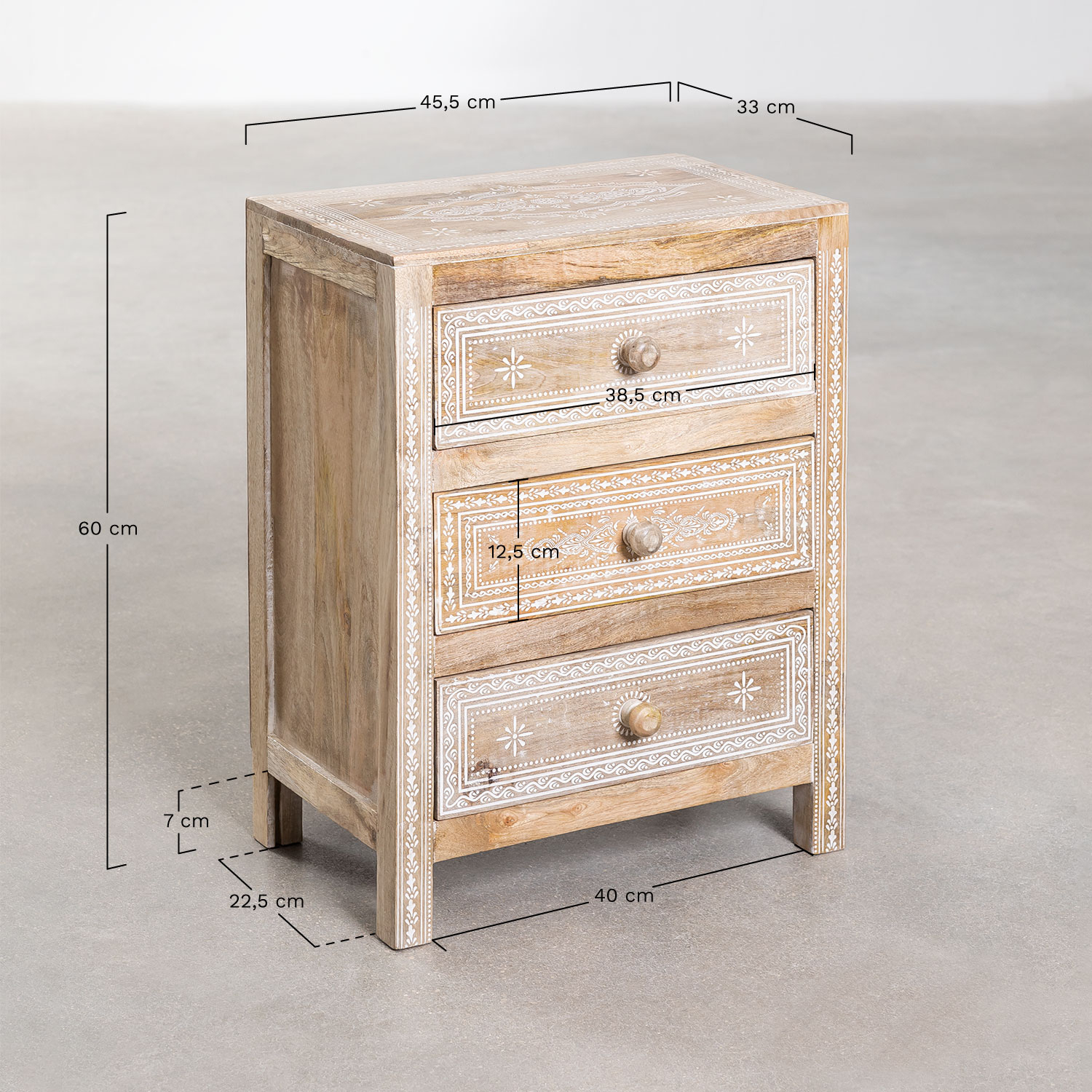 Bakam mango wood nightstand  , medidas