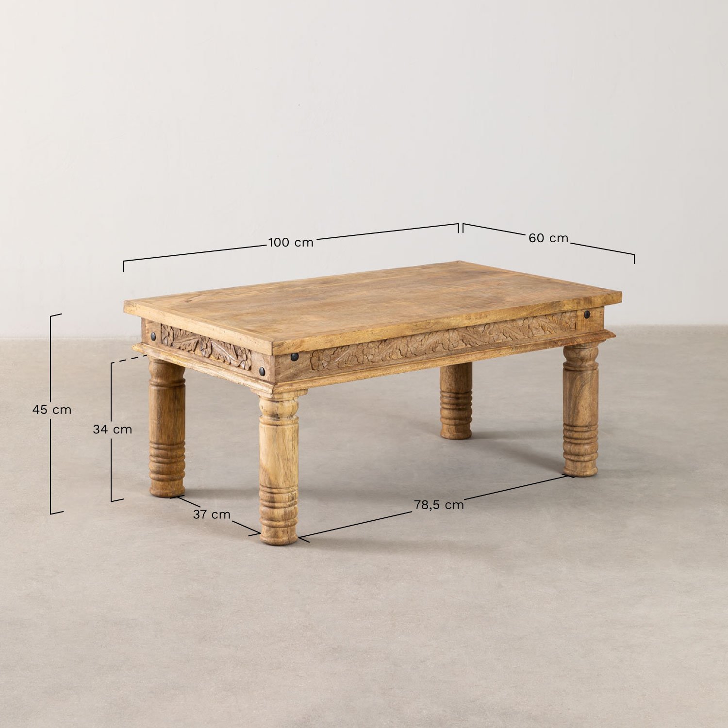 Taraz Mango Wood Coffee Table, medidas