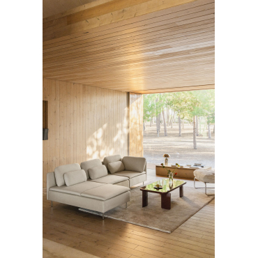 Oriol 3-piece Left-hand Chaise Longue Modular Sofa With Corner Unit Fabric Cream Beige - Sklum