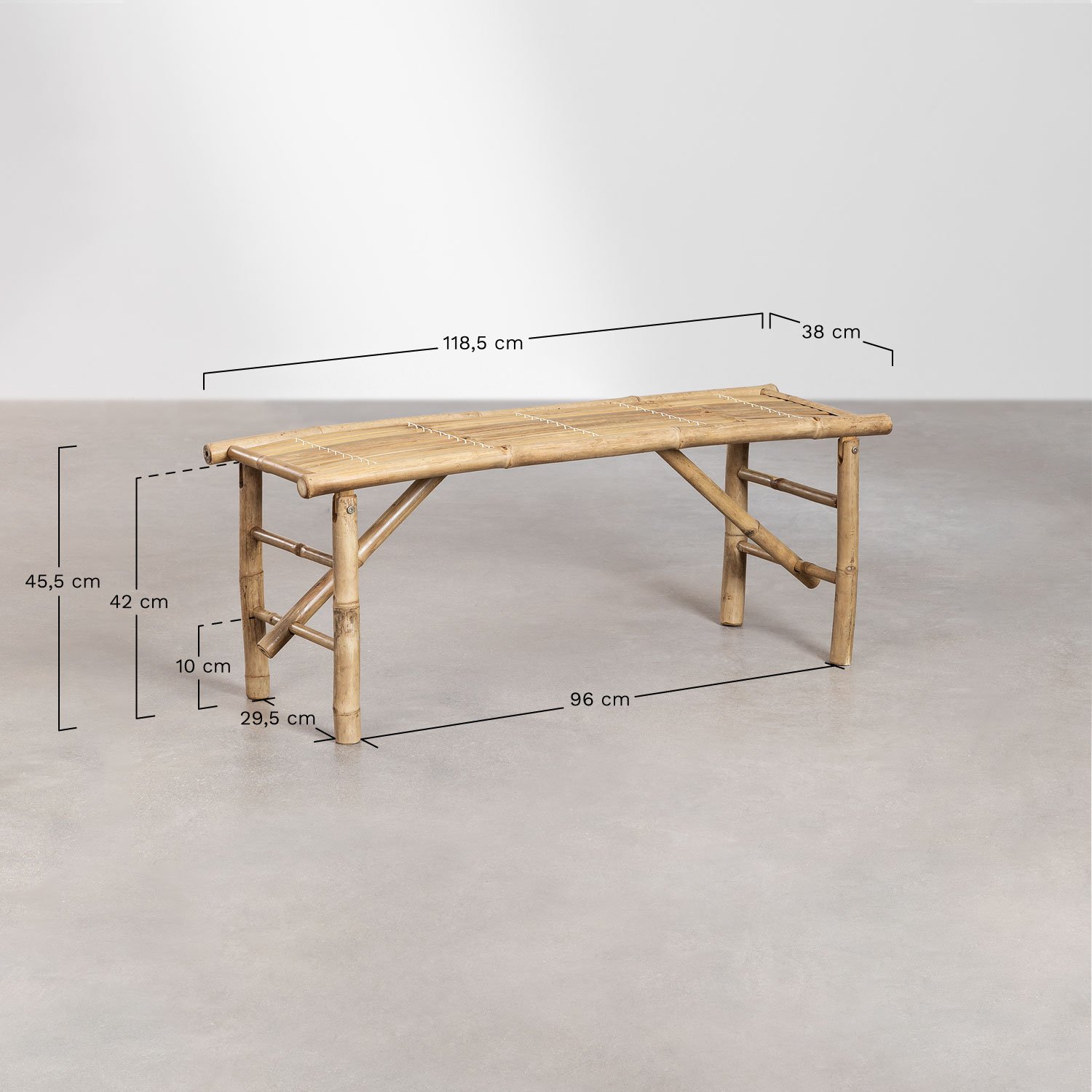 Feliu decorative bamboo bench, medidas