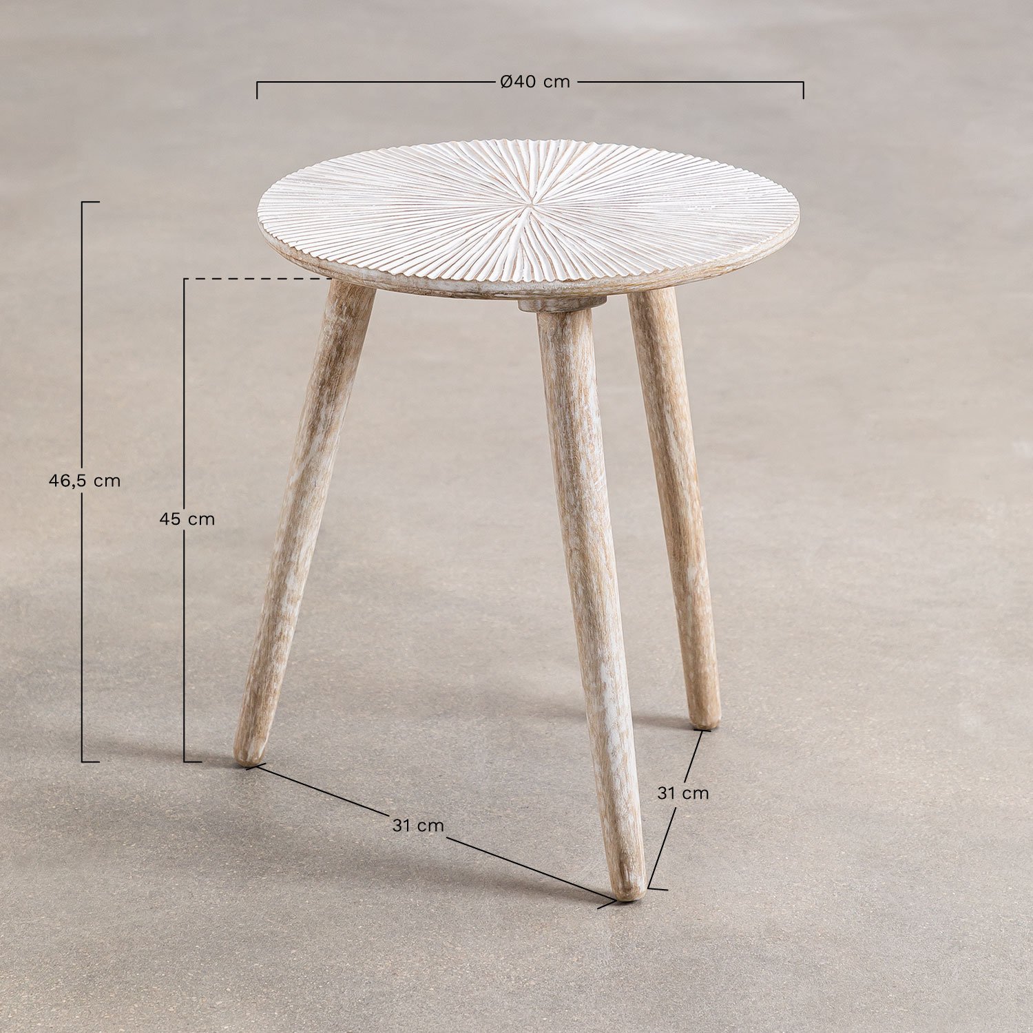 Round Auxiliary Table in Nabordi Mango Wood    , medidas