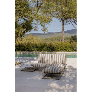 Amaro 2-piece Modular Sofa Garden Set With Convertible Side Table And Pouf Tapioca Beige - Brown Frappé - Sklum