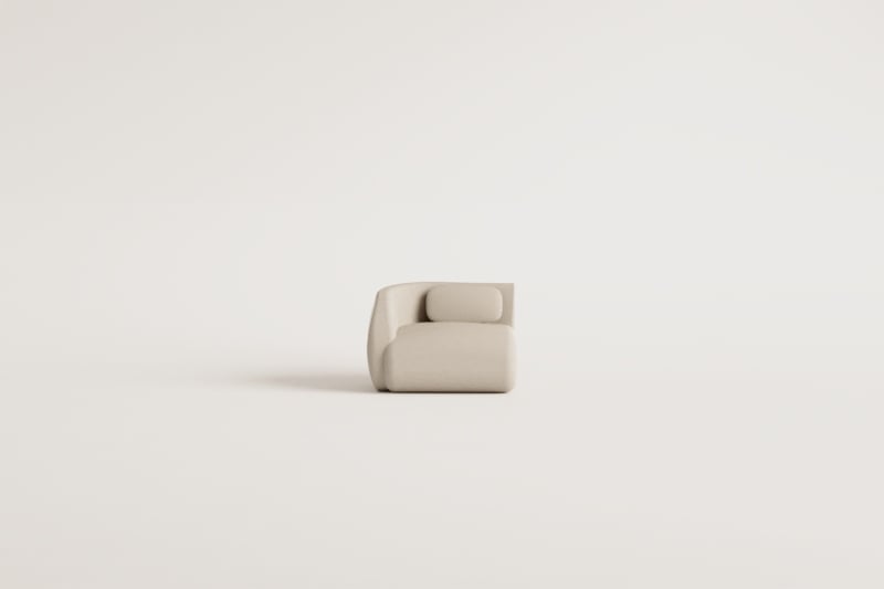 Left corner module for modular sofa in chenille Coquette