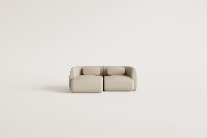 Coquette 2-piece chenille modular sofa with left chaise longue