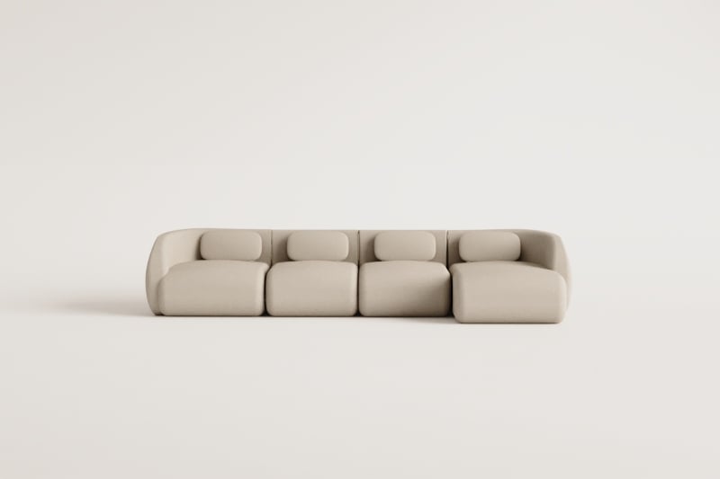 Coquette 4-piece chenille right-sided chaise longue modular sofa