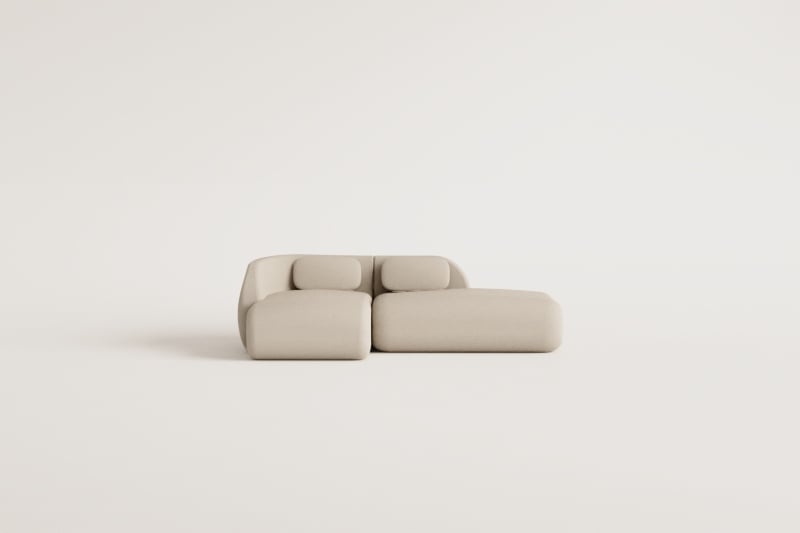 Left 2-piece modular chaise longue sofa with right divan in Coquette chenille