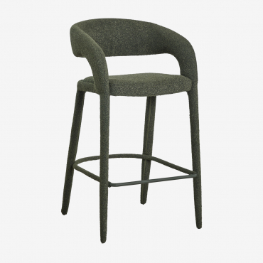 Arazeina Upholstered High Stool Army Green Bouclé - Sklum