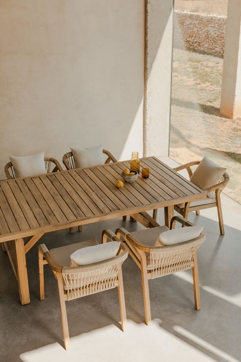 Rectangular dining table 200x100 cm rustic acacia wood Dubai