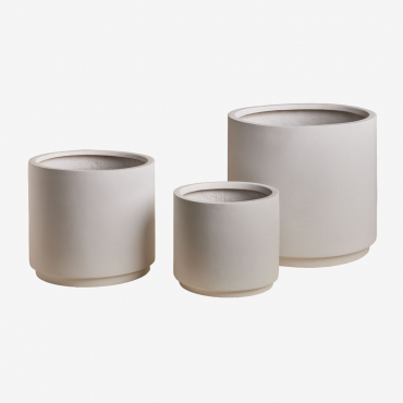 Set Of 3 Outdoor Planters Ø25 Cm / Ø35 Cm / Ø45 Cm In Polyresin Saturn White - Sklum