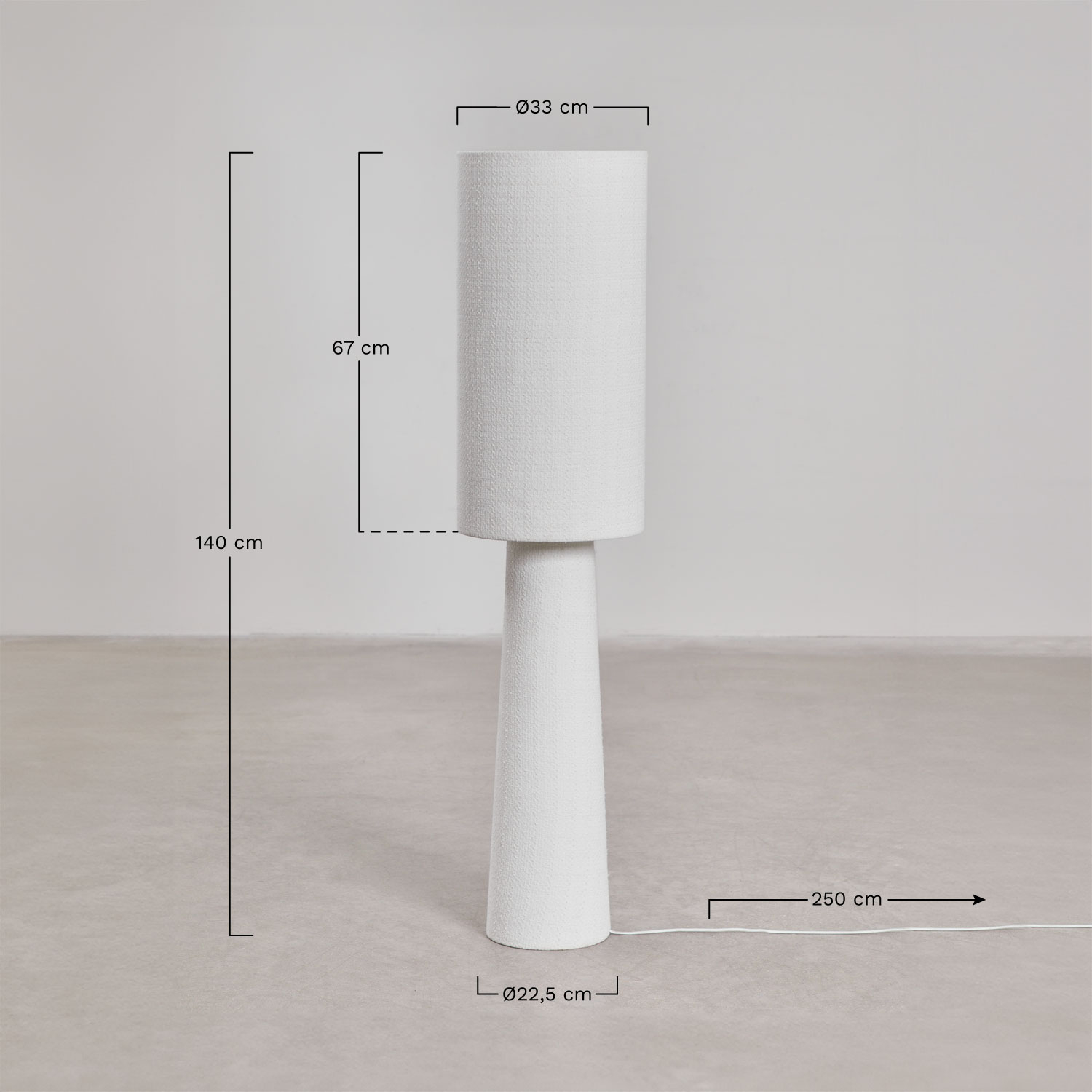 Bercy fabric and iron floor lamp, medidas