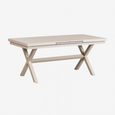 Karena Extendable Rectangular Garden Table 180-240x90 Cm Aluminum Tapioca Beige & 180 - 240 X 90 Cm - Sklum