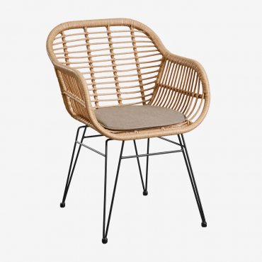 Set Of 4 Dining Chairs In Synthetic Rattan Zole Black & Brown Frappé - Sklum