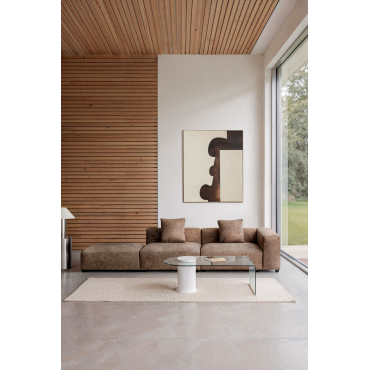 2-piece Right Corner Modular Sofa With High Armrest And Ottoman (↔︎345 Cm) Bruna Suede Brown Coffee - Sklum