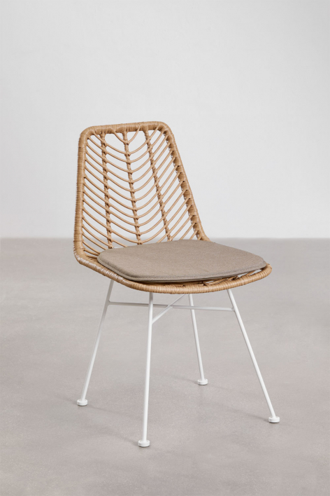 Pack of 2 Gouda Natural synthetic rattan garden chairs - White