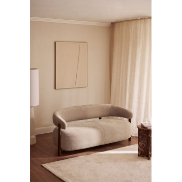 Jolie 2-seater Sofa In Chenille Fabric Dark Brown Wood & Chenille Fabric Brown Wheat - Sklum