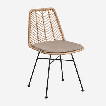 Pack Of 4 Gouda Natural Synthetic Rattan Garden Chairs Natural & Black & Brown Frappé - Sklum