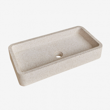 Rectangular Washbasin 60x30 Cm In Ronald Cement White Stone - Sklum