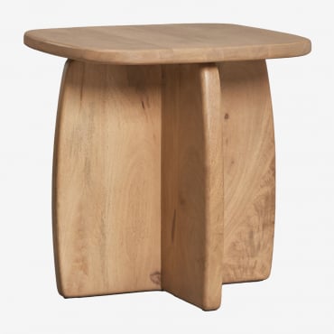 Agathe Mango Wood Side Table, 45x45 Cm Natural Wood - Sklum