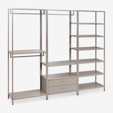 Janine 3-piece Open Modular Wardrobe With Steel Shelving Brown Moka - Sklum