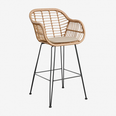 Pack Of 2 Zole Synthetic Wicker High Stools ↑75 Cm & Brown Sand - Sklum