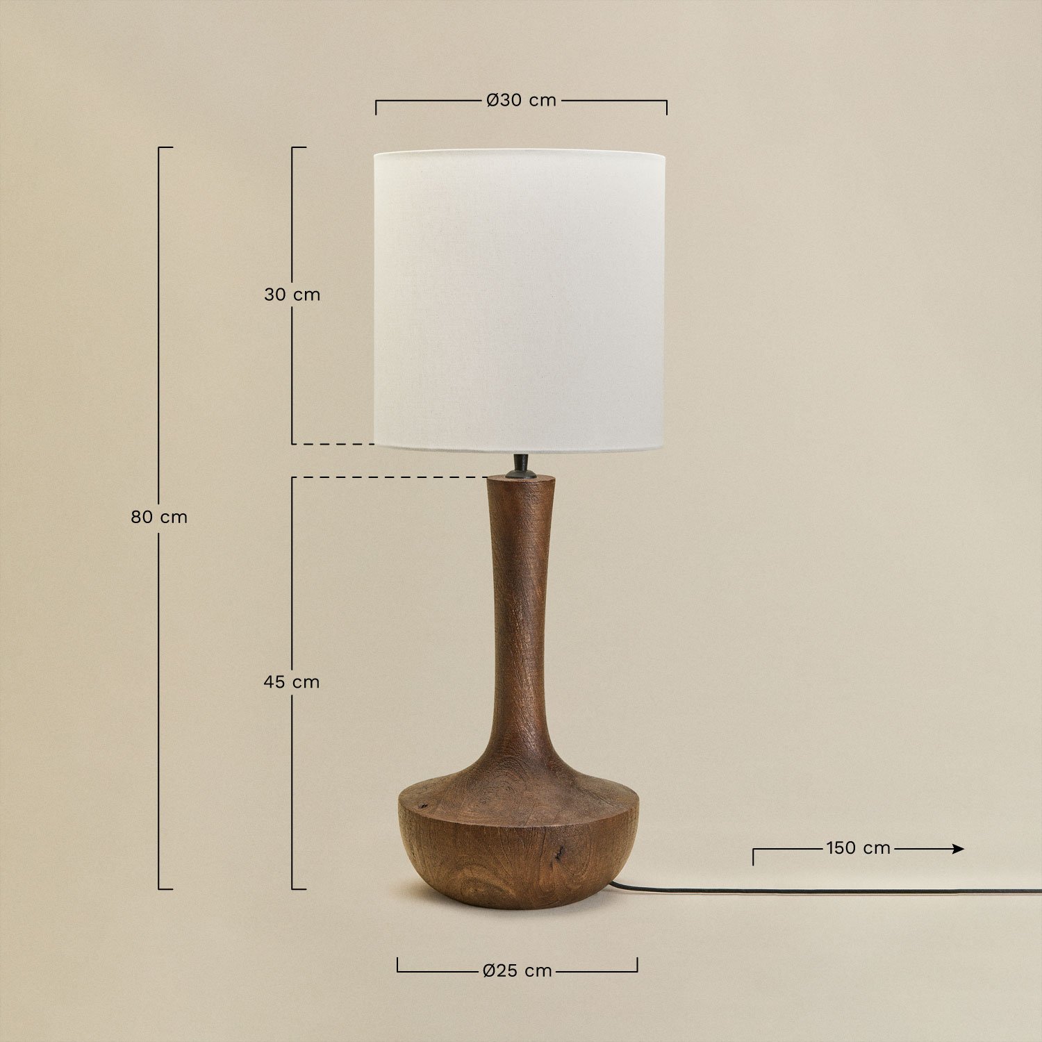 Table lamp in Sintra mango wood, medidas
