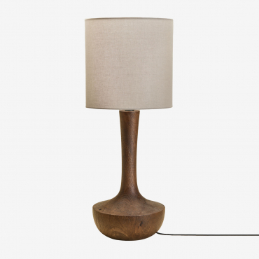 Table Lamp In Sintra Mango Wood Dark Handle Wood & Light Grey Taupe Ø30 Cm - ↑30 Cm Arlina - Sklum