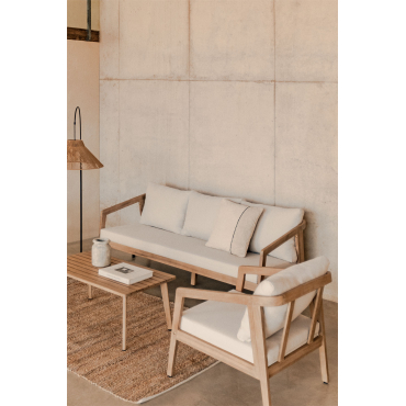 Kaela 3-seater Acacia Wood Sofa Light Brown Acacia - Sklum