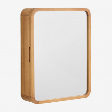 Ian Teak Wood Bathroom Wall Cabinet With Mirror Teak Wood - Sklum