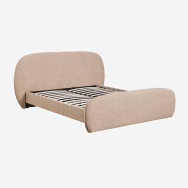 Brunel Bouclé Fabric Bed Light Sand Brown Bouclé & 160 X 200 Cm - Sklum