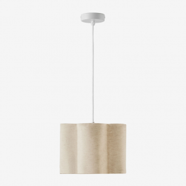 Philipa Cotton Pendant Ceiling Lamp Ø45 Cm White & Philipa Linen Beige - Sklum