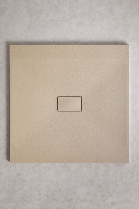 Square non-slip and extra-flat SMC resin shower tray 100x100 cm Light Sand Soho