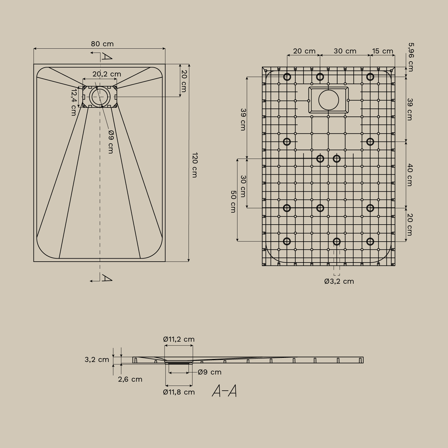 Soho rectangular, non-slip, extra-flat SMC resin shower tray, medidas