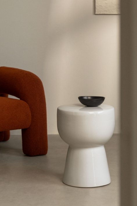 Round side table Ø35 cm in Kaly dolomite - White