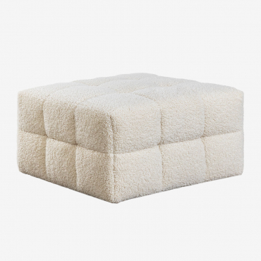 Square Pouf 80x80 Cm In Harriet Sherpa Teddy Fabric Cream Beige - Sklum