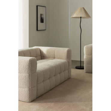 Harriet 2-seater Sheepskin Sofa Teddy Fabric Cream Beige - Sklum