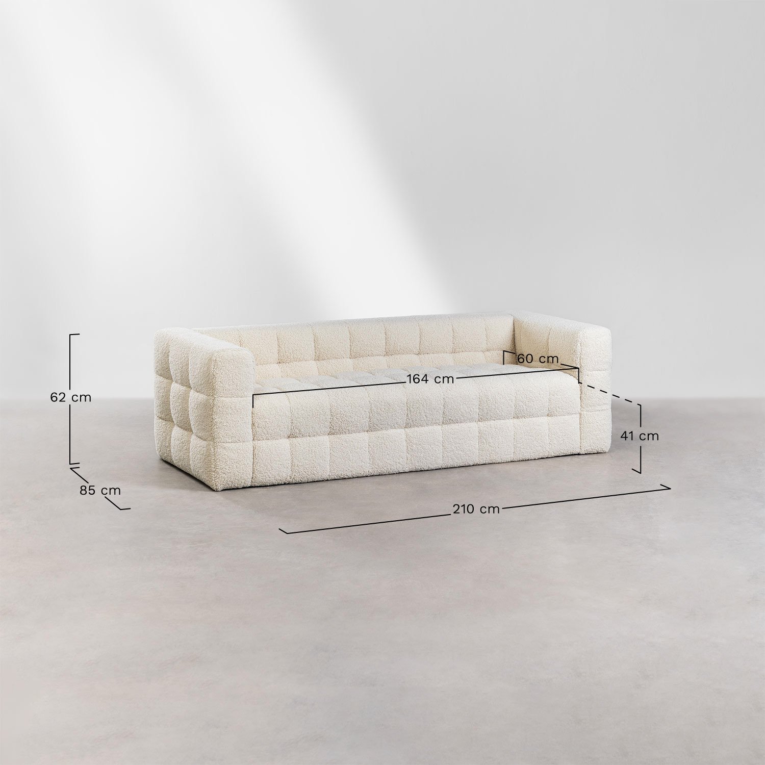 Harriet 3-seater sheepskin sofa, medidas
