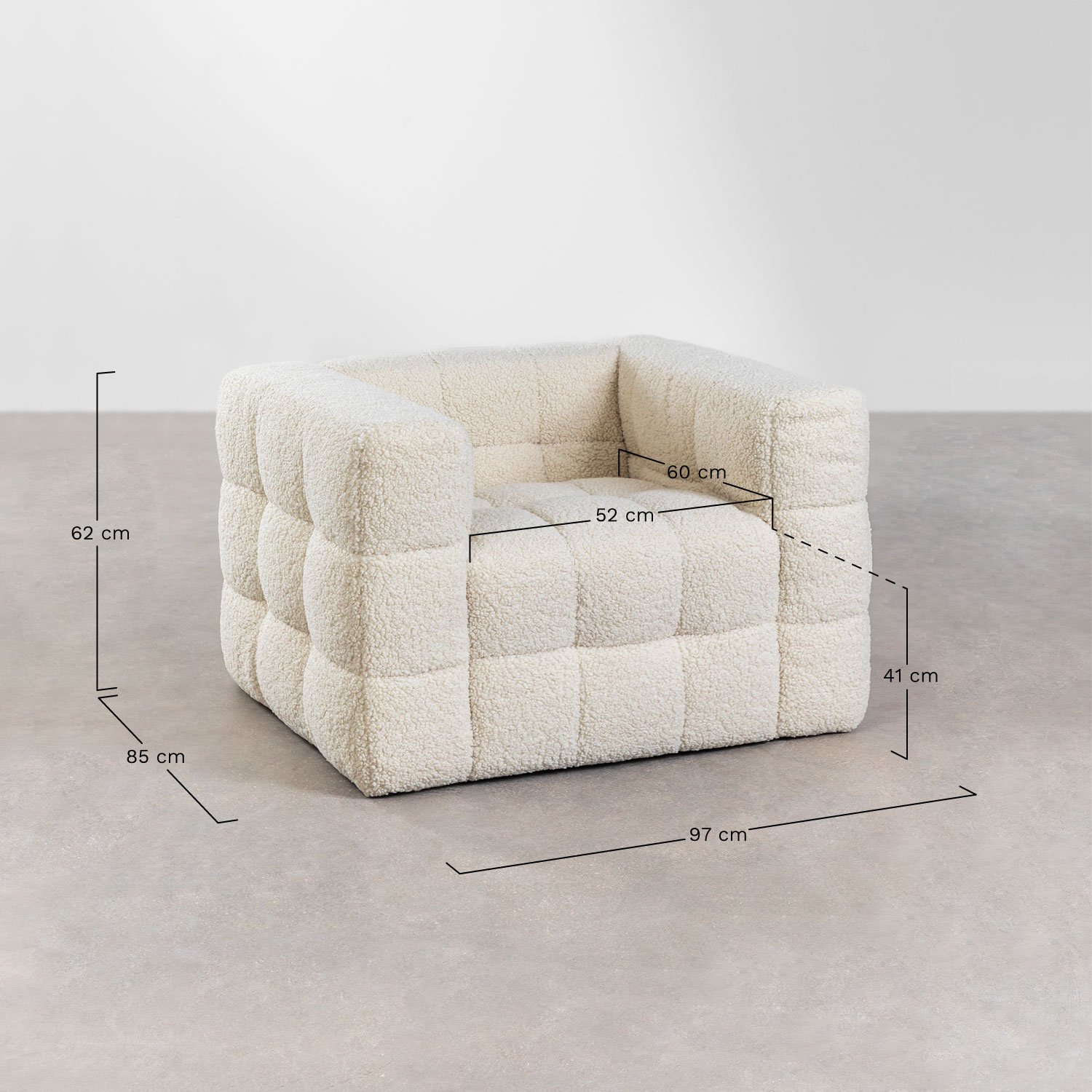 Pack of 2 Harriet sheepskin armchairs, medidas