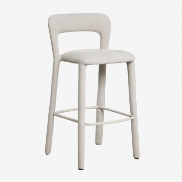High Stool With Upholstered Backrest Brusel ↑75 Cm & Fabric Off-white - Sklum