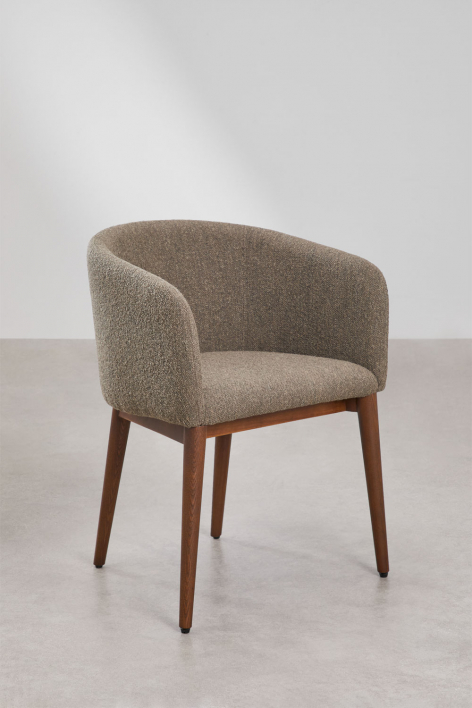 Pack of 2 Bunia upholstered dining chairs with armrests - Bouclé Brown Wheat