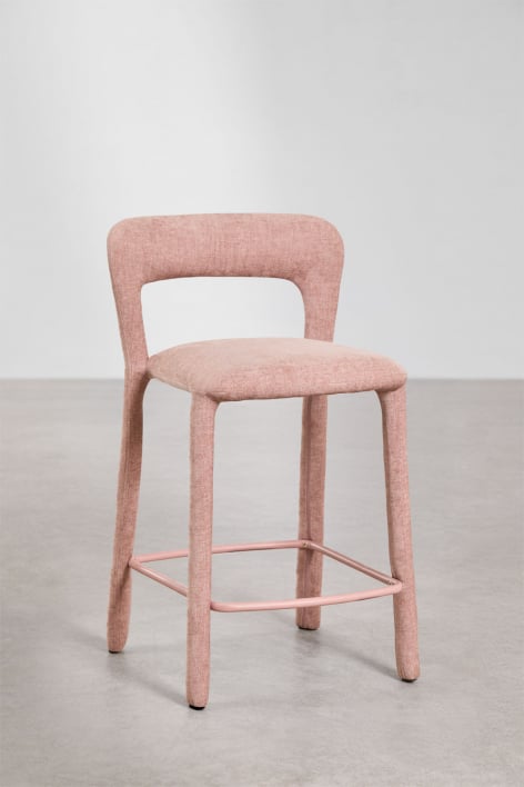 2-Pack high stools 65 cm with quartz pink chenille fabric backrest Brusel