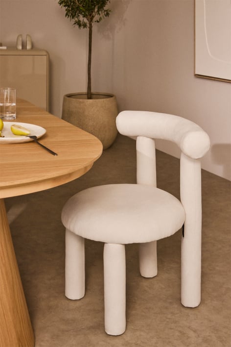 Gia bouclé fabric dining chair - Fabric Off-White