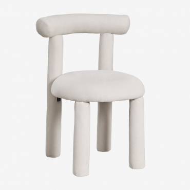 Set Of 4 Gia Bouclé Fabric Dining Chairs Fabric Off-white - Sklum