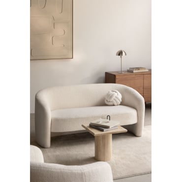 Gombren 2-seater Sheepskin Sofa Teddy Fabric White - Sklum