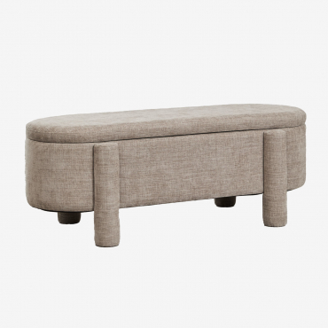 Cleo Upholstered 115 Cm Storage Bench Fabric Grey Taupe - Sklum