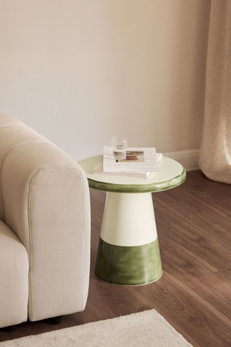 Marcela round iron side table