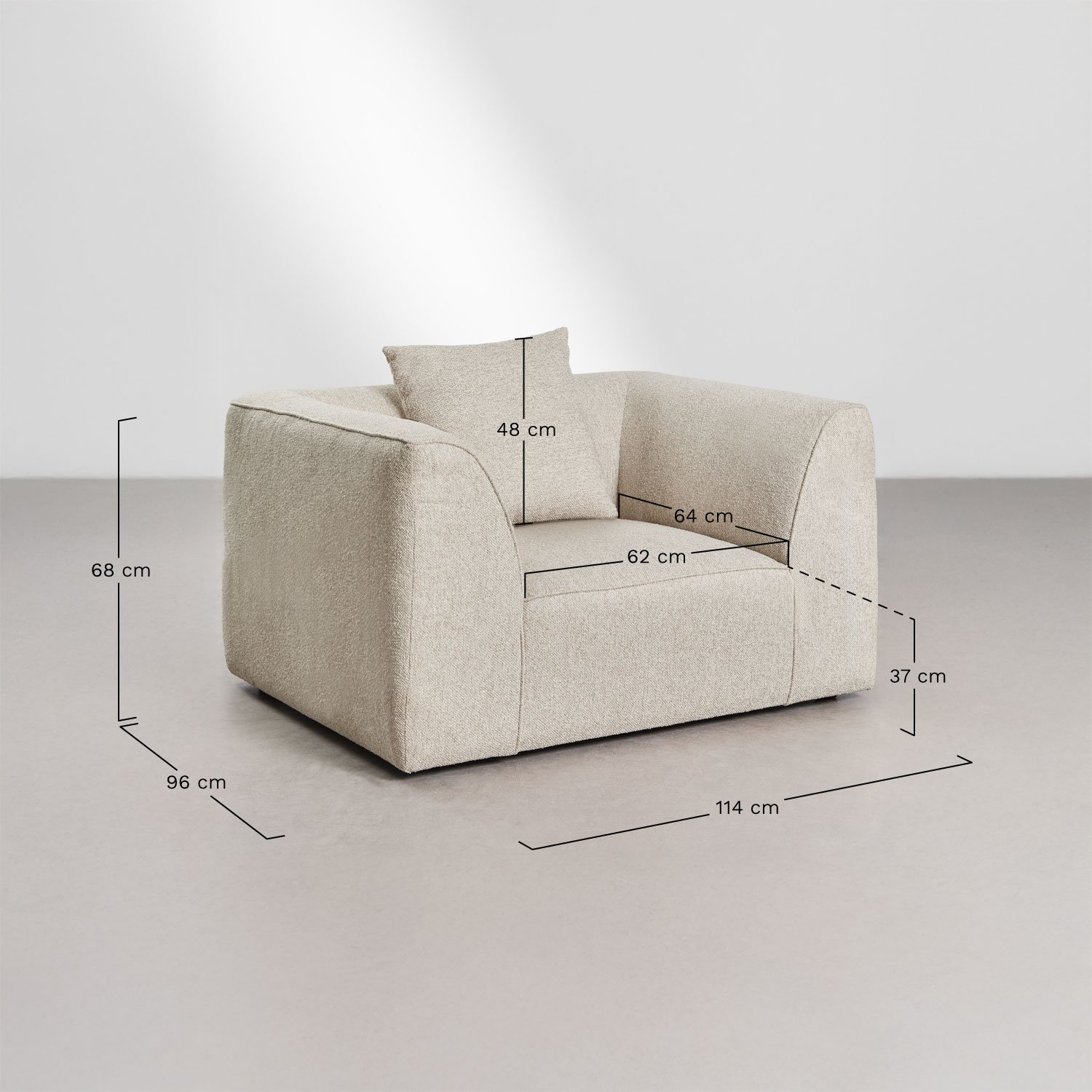 Cardea upholstered armchair, medidas