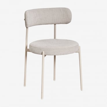 Anisa Upholstered Dining Chair Tapioca Beige & Off-white Chenille - Sklum