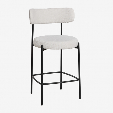 Pack Of 4 Anisa Upholstered High Stools 65 Cm With Backrest Black & White Bouclé - Sklum
