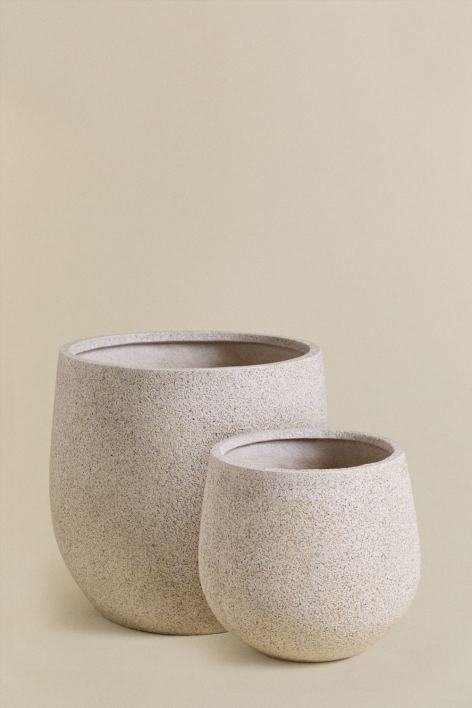 Set of 2 outdoor planters Ø35 cm / Ø50 cm in polyresin Ugor