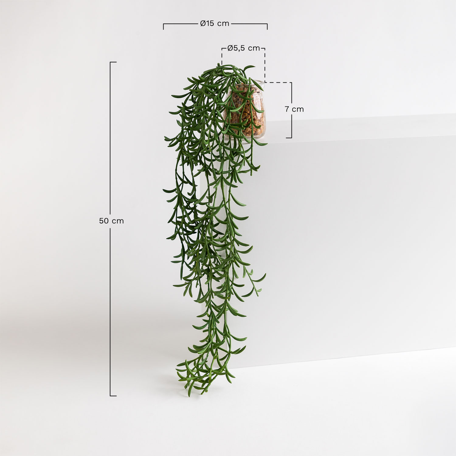 Decorative Artificial Hanging Plant Senecio Radicans, medidas